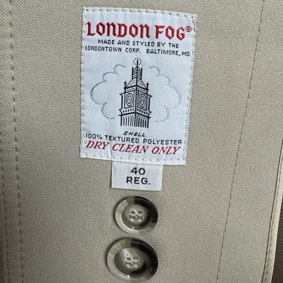 Men’s Vintage Khaki London Fog Trench Coat - Size 40 Regular - Picture 6 of 10